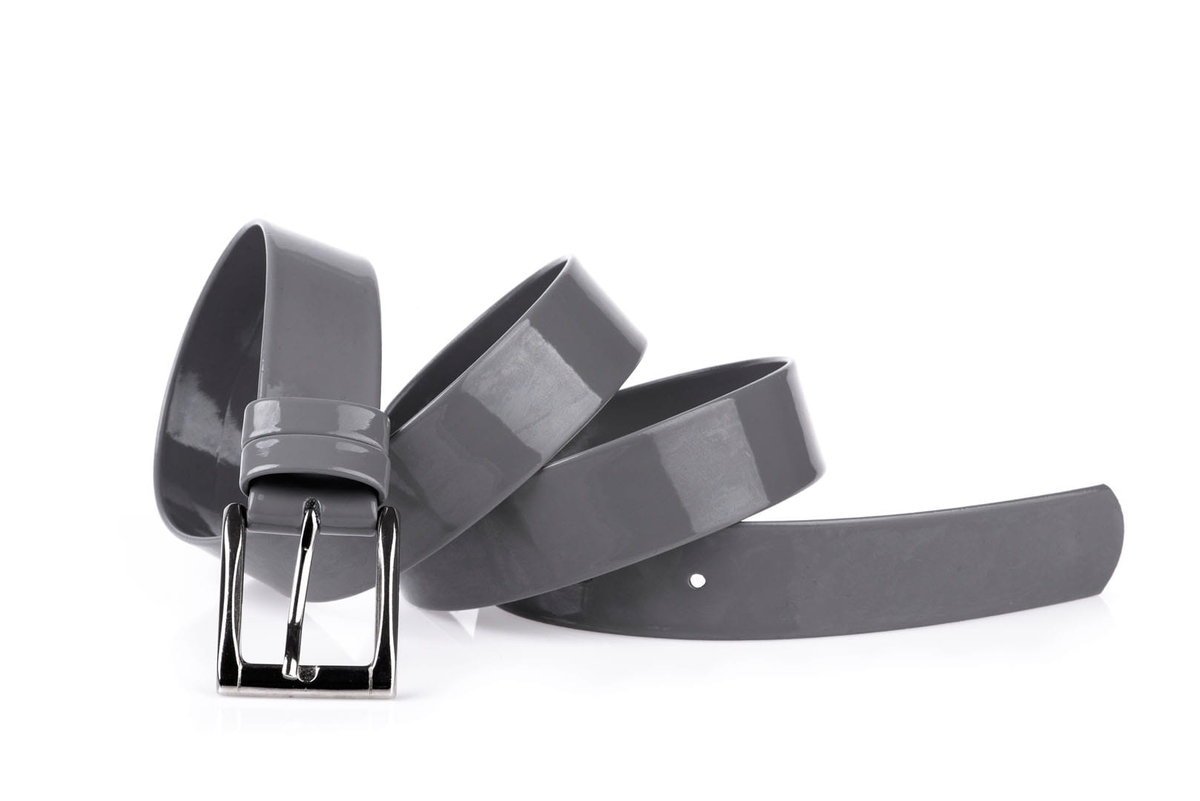 Pasek damski klasyczny szary lakier 3 cm