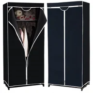 Szafy - SZAFA MATERIAŁOWA CZARNA TEKSTYLNA MATERIAŁOWA GARDEROBA PRZECHOWYWANIE - miniaturka - grafika 1