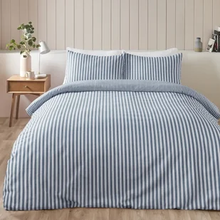 Niebieska flanelowa pościel jednoosobowa 135x200 cm Stripe – Catherine Lansfield - Pościel - miniaturka - grafika 1