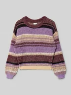 Swetry dla dziewczynek - Sweter z dzianiny o kroju regular fit z wielokolorowym wzorem - miniaturka - grafika 1