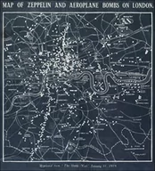 Plakaty - Map of Zeppelin and aeroplane bombs on London - plakat 30x30 cm - miniaturka - grafika 1