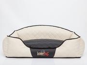 Legowiska dla psów - Hobbydog Xxlelibcp2 Hundebett / Sofa / Korb Elite Mit Kissen Kunstleder, Beige / Schwarz, Xxl, 110 X 85 X 30 Cm - miniaturka - grafika 1