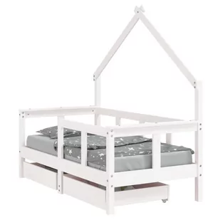 Rama łóżka dziecięcego z szufladami, biała, 70x140 cm, sosnowa Lumarko! - Łóżeczka i kojce - miniaturka - grafika 3