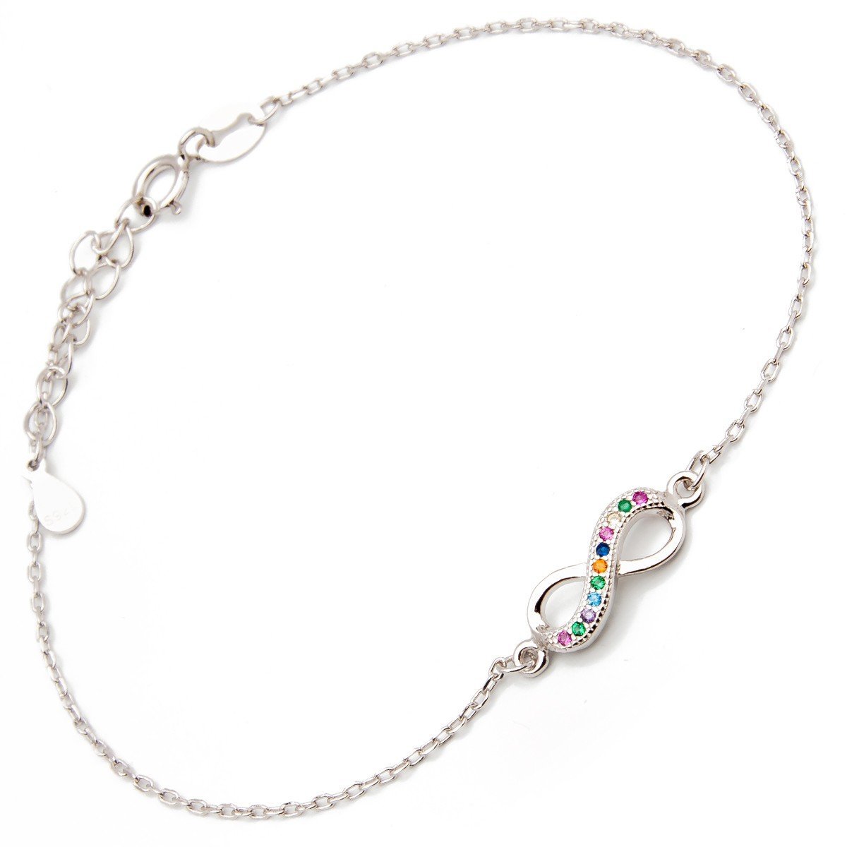 Srebrna bransoletka nieskończoność z cyrkoniami