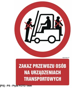 SIGNPROJECT GC016 - Zakaz przewozu osób na urządzeniach transportowych 500x750 - Tablice BHP - miniaturka - grafika 1