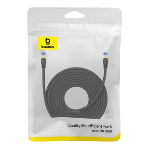 Kabel sieciowy w oplocie kat. 7 Baseus Ethernet RJ45, 10Gbps, 10m (czarny) - Kable miedziane - miniaturka - grafika 8