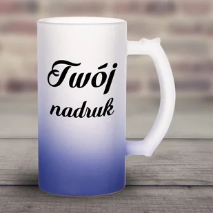 Kufel z mrożonego szkła z granatowym dnem z Twoim nadrukiem - Kieliszki - miniaturka - grafika 1