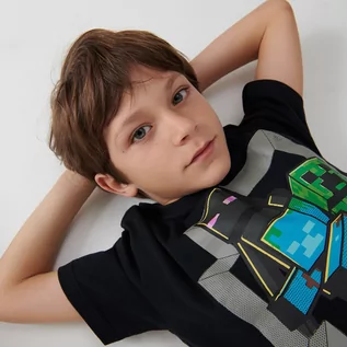 Koszulki dla chłopców - Reserved - Bawełniany t-shirt Minecraft - Czarny - grafika 1