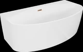 Wanny - Mexen Bruna wanna wolnostojąca przyścienna 150 x 82 cm, biała połysk, przelew różowe złoto - 52731508200-60 - miniaturka - grafika 1
