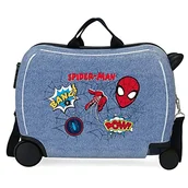 Walizki - Marvel Spiderman Denim walizka dziecięca, niebieska, 50 x 38 x 20 cm, twardy plastik, boczne zamknięcie łączone, 34 l, 1,8 kg, 4 koła, bagaż podręczny - miniaturka - grafika 1