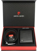 Paski - Zestaw Prezentowy Męski Portfel Pasek Skórzany Pierre Cardin Czarny NoSize - miniaturka - grafika 1