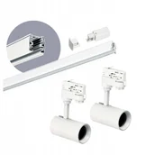 Lampy sufitowe - Zestaw szynowy 3 fazowy szyna 1m, 2x Lampa Biały kompletny zestaw - miniaturka - grafika 1