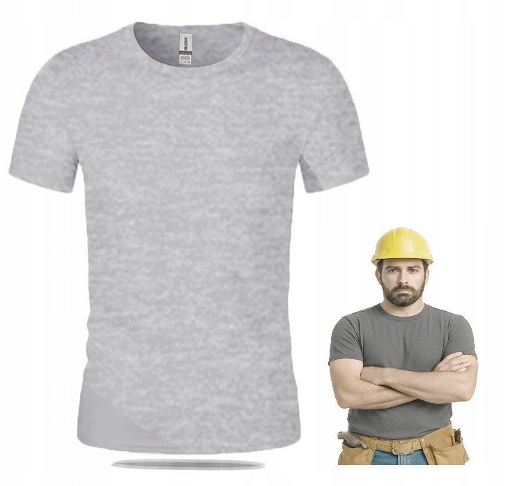 KOSZULKA MĘSKA ROBOCZA T-SHIRT SZARA REKLAMOWA szary melanż 100% BAWEŁNIANA
