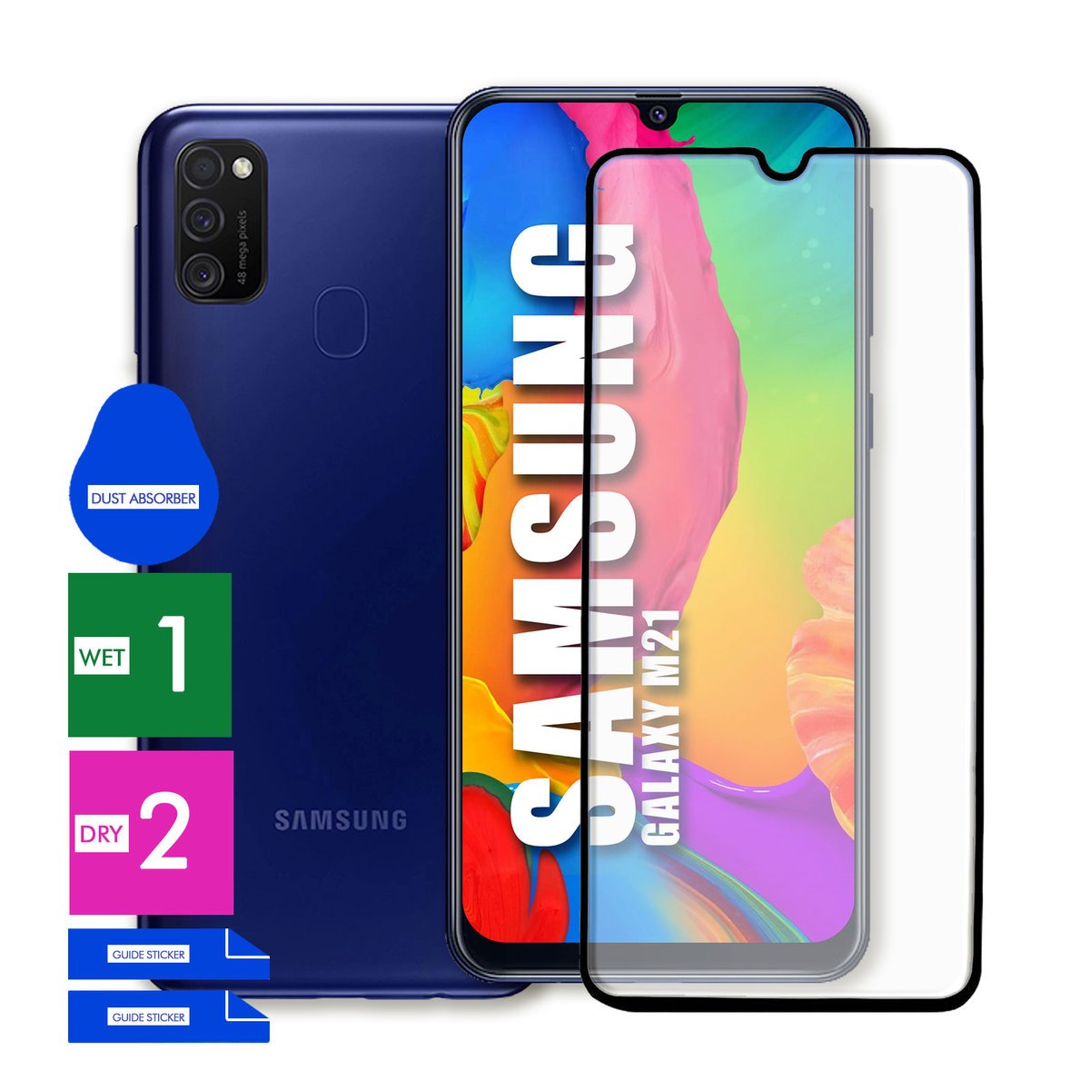 SZKŁO OCHRONNE DO SAMSUNG GALAXY M21 HARTOWANE 9H PEŁNE CAŁY EKRAN 5D