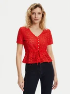 Bluzki damskie - Morgan Bluzka 231-DATE Czerwony Slim Fit - miniaturka - grafika 1