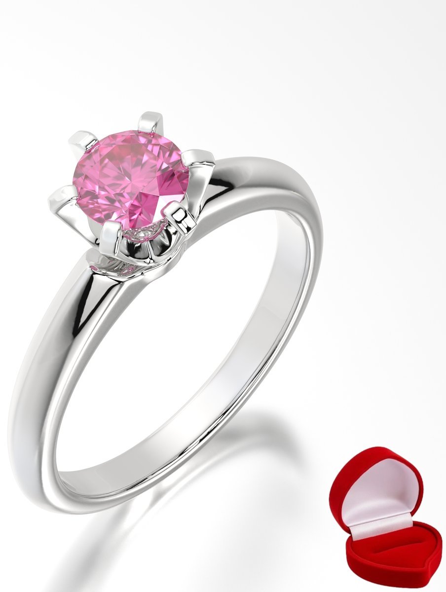 ZŁOTY PIERŚCIONEK ZARĘCZYNOWY 585 14k SZAFIR 0,50 ct BIAŁE ZŁOTO R15