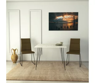 Stół do jadalni SANDALF 75x90 cm biały/czarny - Stoły z krzesłami - miniaturka - grafika 1