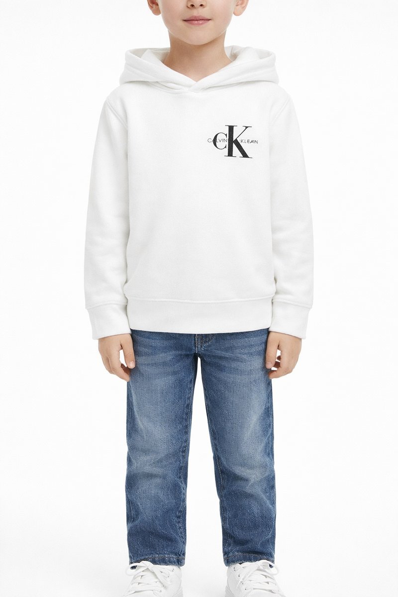CALVIN KLEIN BIAŁA BLUZA DZIECIĘCA Z KAPTUREM BAWEŁNIANA 170 1I4A
