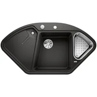 Zlewozmywaki - Blanco Zlew DELTA II Czarny narożny korek auto. InFino odsączarka stalowa 525867 - miniaturka - grafika 1