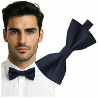 Krawaty i muchy męskie - Mucha męska prążkowana - granatowa - miniaturka - grafika 1