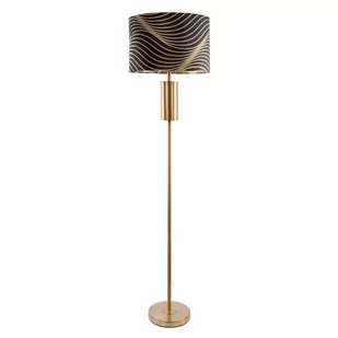 Lampa Stojąca Z Welwetowym Abażurem Victoria 43X157 Czarna + Złota - Lampy stojące - miniaturka - grafika 1