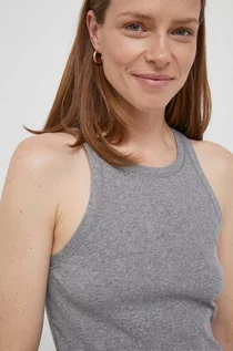 Koszulki sportowe damskie - Polo Ralph Lauren top bawełniany kolor szary - grafika 1