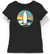 Koszulki i topy damskie - Koszulka damska czarna z motywem surfingu XL - miniaturka - grafika 1