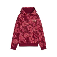 Bluzy sportowe damskie - Damska bluza z kapturem z grafiką ESS+ Class Act PUMA Intense Red - miniaturka - grafika 1