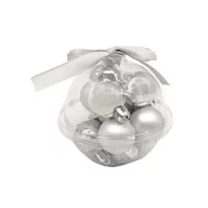 Bombki - Bombki plastikowe 3cm 12szt. różne wzory srebrne - miniaturka - grafika 1