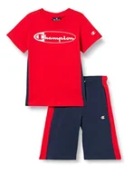 Spodenki damskie - Champion Legacy Graphic Shop Contrast Tape S/S T-Shirt i szorty Pełna Dla dzieci i Chłopców, (Czerwony/Granatowy Niebieski), 11-12 lat - miniaturka - grafika 1