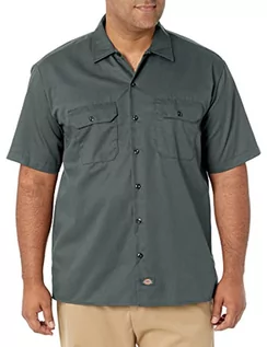 Koszule męskie - Dickies Męska koszula robocza z krótkim rękawem z dużymi i wysokimi guzikami, Lincoln Green, 3XL - grafika 1