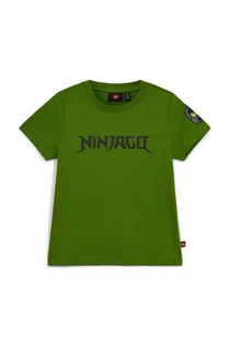 Koszulki dla chłopców - Lego t-shirt bawełniany dziecięcy kolor zielony z nadrukiem - grafika 1