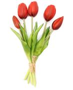 Sztuczne kwiaty - Tulipany silikonowe jak żywe czerwone bukiet 5 sztuk gumowe 25 cm - miniaturka - grafika 1