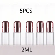 Pozostałe akcesoria kosmetyczne - TEMU Zestaw 5 sztuk butelek ze szklanego rolowania w kolorze różowego złota o pojemności 2/3 ml, Przezroczyste butelki do olejków eterycznych, perfum - miniaturka - grafika 1