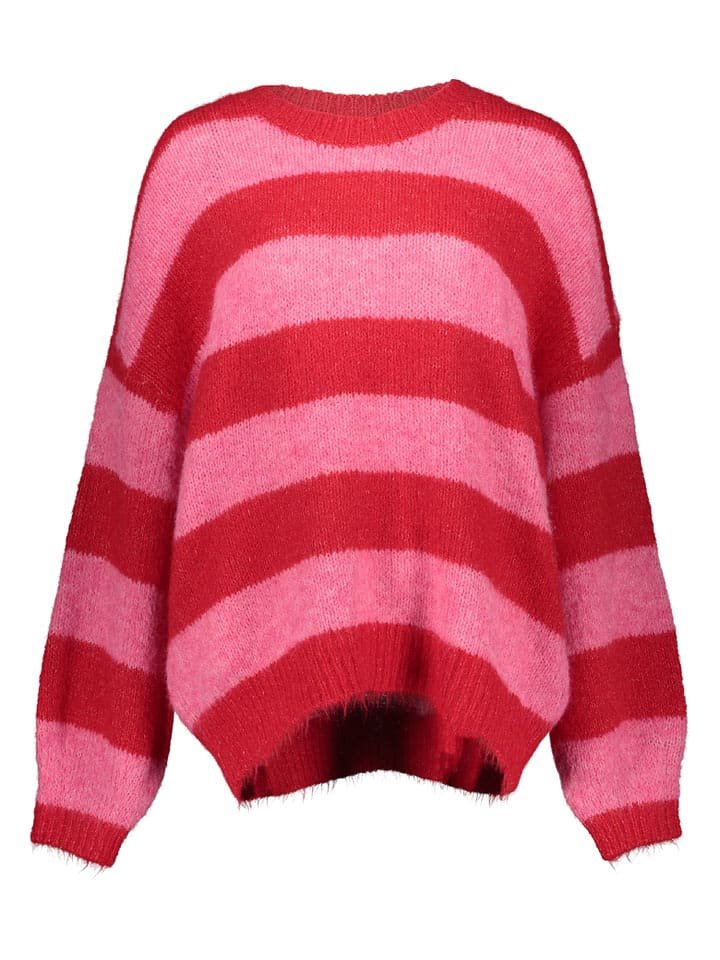 Pieces Sweter w kolorze czerwono-jasnoróżowym