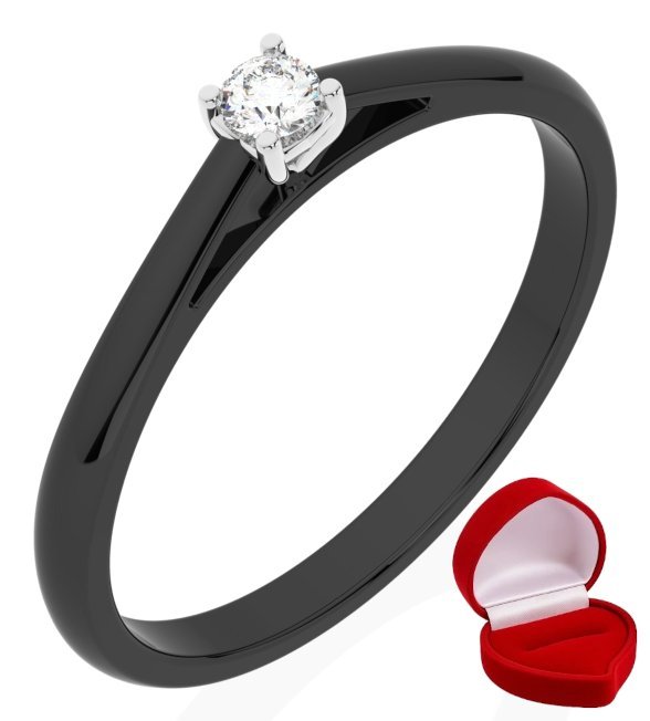 ZŁOTY PIERŚCIONEK ZARĘCZYNOWY 585 14k BRYLANT 0,06 ct CZARNE ZŁOTO R15