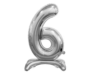 Godan Balon foliowy cyfra 6 srebrna - 74 cm BC-ASS6 - Balony i akcesoria - miniaturka - grafika 1