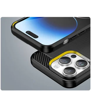 Carbon Case etui iPhone 14 Pro Max elastyczny żelowy pokrowiec na tył plecki czarny - Etui i futerały do telefonów - miniaturka - grafika 6
