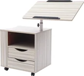 Szafki nocne - Mobilny stolik nocny z drewna z 2 szufladami + kółka Nowoczesne biurko regulowany stolik nocny szafka nocna wyjmowana komoda do sypialni salon gabinet - miniaturka - grafika 1