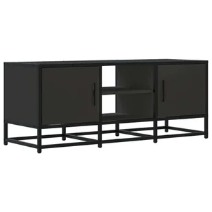vidaXL Szafka pod TV czarna 100x35x41 cm materiał drewnopochodny i metal - Szafki RTV - miniaturka - grafika 1