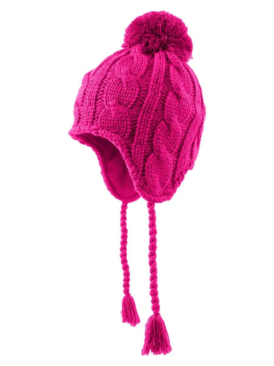 Dziewczęca czapka z pomponem i wiązaniem różowa Doll r.49