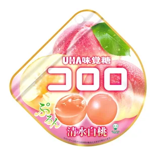 KORORO GUMI WHITE PEACH - japońskie, miękkie żelki o smaku brzoskwini, UHA 40g - Żelki - miniaturka - grafika 1