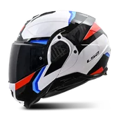 Kaski motocyklowe - Kask Szczękowy LS2 FF910 Advant II Złamany Biały/Niebieski/CzerwonyXS - miniaturka - grafika 1