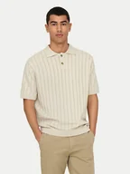 Koszulki męskie - Only & Sons Polo Kent 22033463 Beżowy Regular Fit - miniaturka - grafika 1