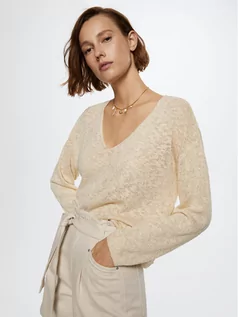 Swetry damskie - Mango Sweter Oporto 37070250 Beżowy Regular Fit - grafika 1