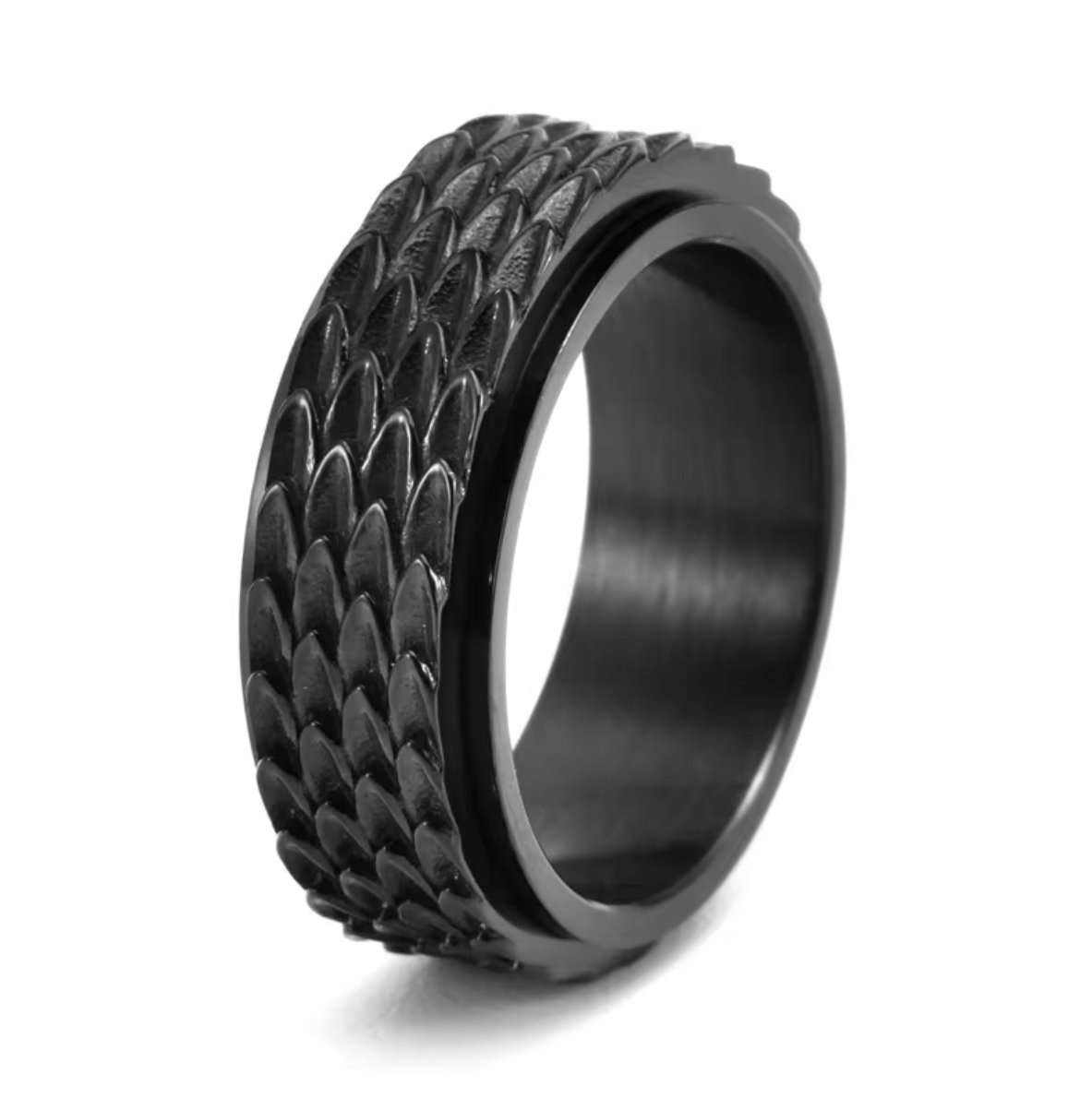 Pierścień Czarny Smok Łuski Smoka Obrotowy Dragon Scale Sygnet Anxiety Ring