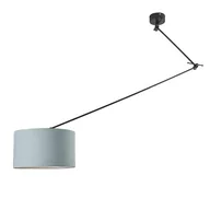 Lampy sufitowe - QAZQA Lampa wisząca regulowana czarna klosz jasnoniebieski 35cm - Blitz I - miniaturka - grafika 1