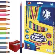 Kredki, ołówki, pastele i pisaki - kredki ołówkowe trójkątne astra - 18 kolorów z temperówką - miniaturka - grafika 1