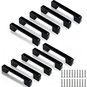 Zawiasy, okucia i inne akcesoria - 10 czarnych uchwytów do szafek kuchennych, szuflad i wkrętów (rozstaw otworów 96 mm). - miniaturka - grafika 1