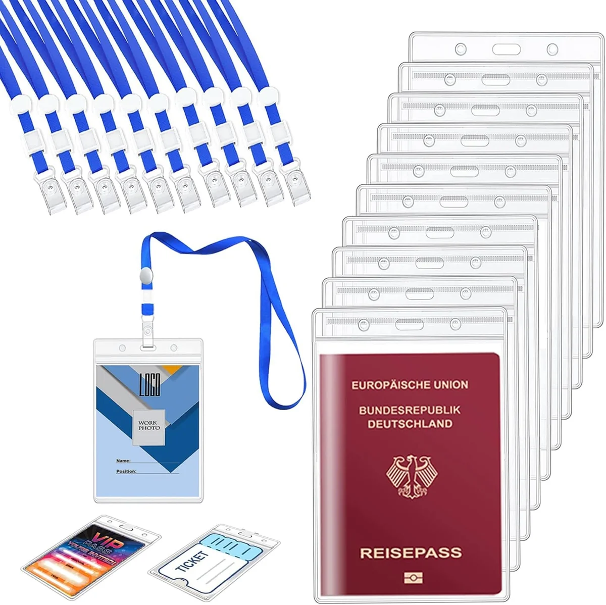 ETUI DUŻE PIONOWE WODOODPORNE PLASTIKOWE NA KARTY IDENTYFIKATOR SMYCZE